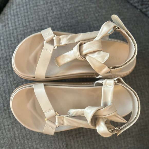 ALOHA SANDALS - Tied Together Stone & Beige - Size 38 / 7.5 US - NEVER WORN - Picture 2 of 8